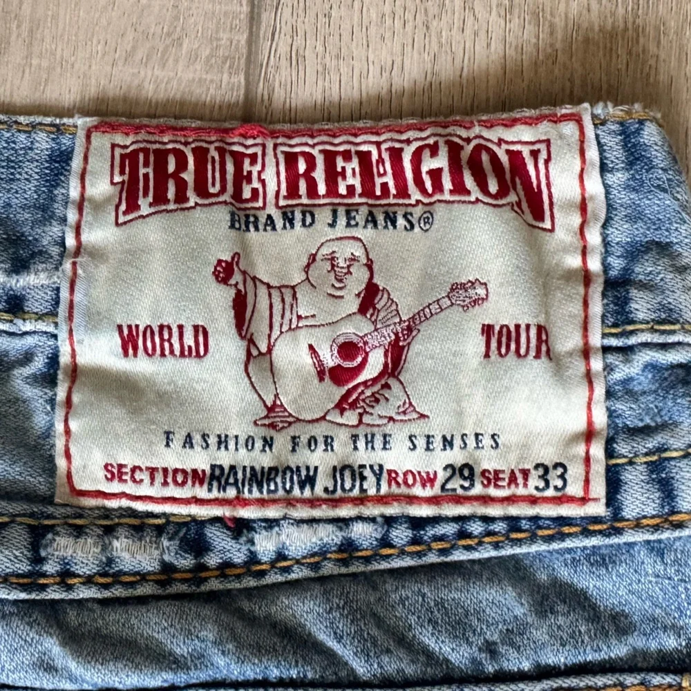 Vintage True Religion Rainbow Joey Distressed Horseshoe Pocket Jeans low rise